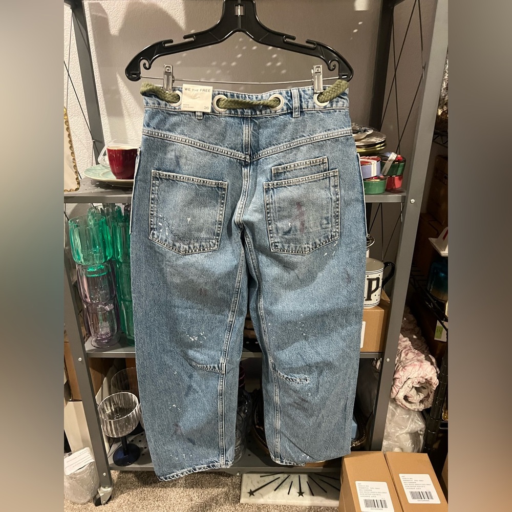 We The Free Moxie Pull-On Barrel Jeans, Patchwork, Sz 26 NWOT - Picture 8 of 8